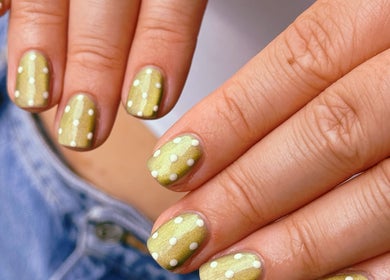 Polka dot nail art at The Nail Lady in Southend-on-Sea, England, GB. Trendy, creative manicure designs.