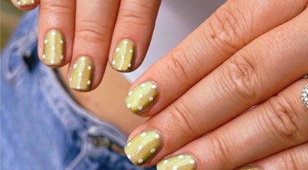 Polka dot nail art at The Nail Lady in Southend-on-Sea, England, GB. Trendy, creative manicure designs.