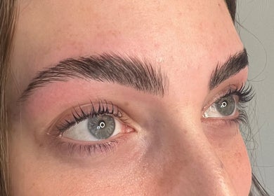 Close-up of expertly shaped eyebrows at Unique Beauty and Aesthetics, Chorley, England, GB.
