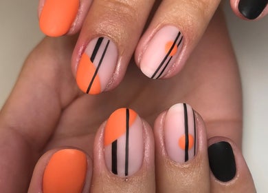 Stylish geometric nail design at Elizabeth Joel Nail Artistry, Cape Town, Western Cape, ZA.