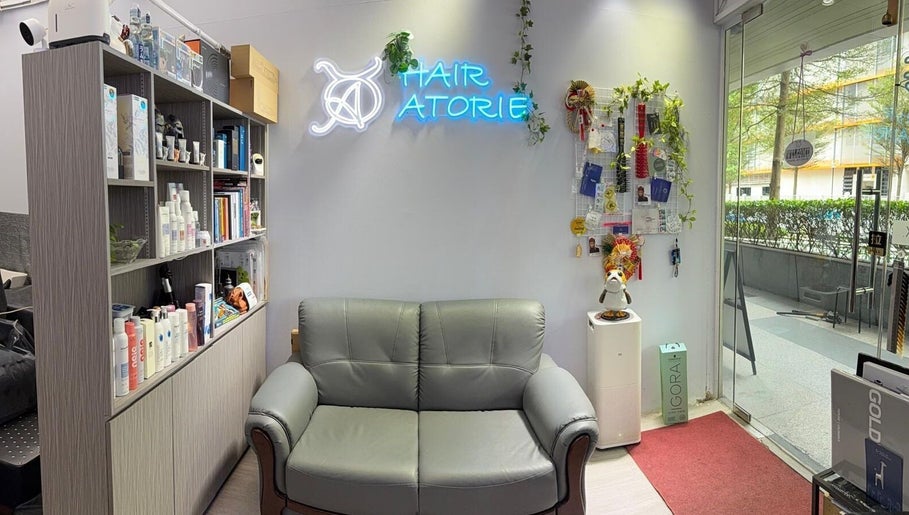 Bright Hair Atorie reception with cozy seating in Singapore, Singapore, SG.