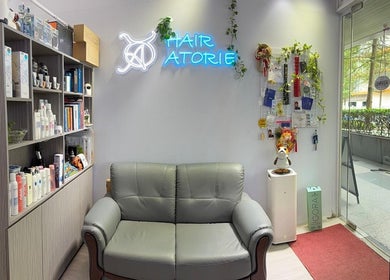 Bright Hair Atorie reception with cozy seating in Singapore, Singapore, SG.