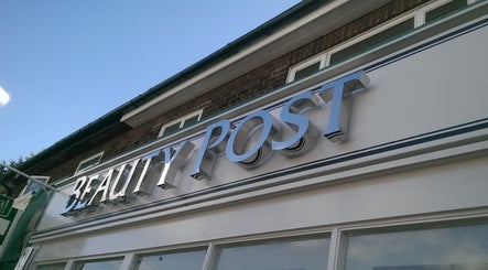 Beauty Post venue signage in Scarborough, England, GB showcasing elegant design.