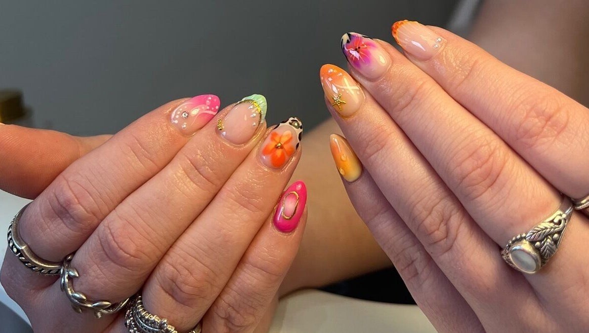 Colorful nail designs at Beauty by Hannah in Willenhall, England, GB, showcasing intricate artistic styles.