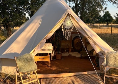 Cozy wellness tent for mobile appointments - massage, Reiki & sound healing - home visits in Gloucester, England, GB.