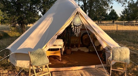 Cozy wellness tent for mobile appointments - massage, Reiki & sound healing - home visits in Gloucester, England, GB.