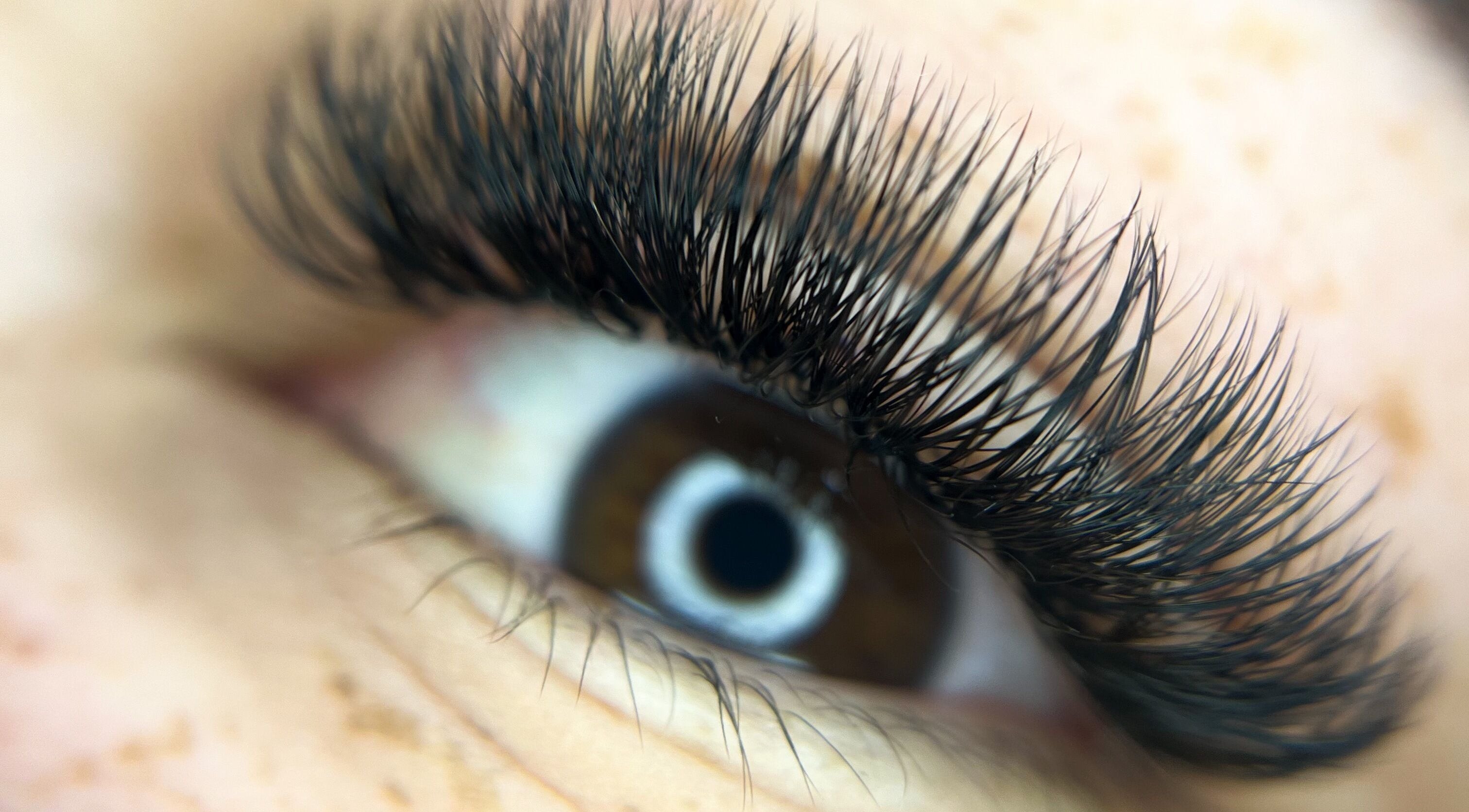 Close-up of beautifully enhanced eyelashes at Blink'n Beauti, Cape Town, Western Cape, ZA.