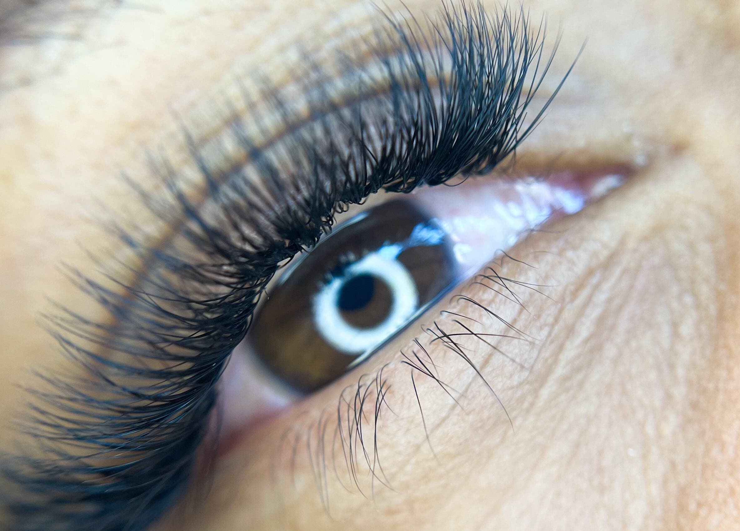 Close-up of styled eyelashes at Blink'n Beauti, Cape Town, Western Cape, ZA.