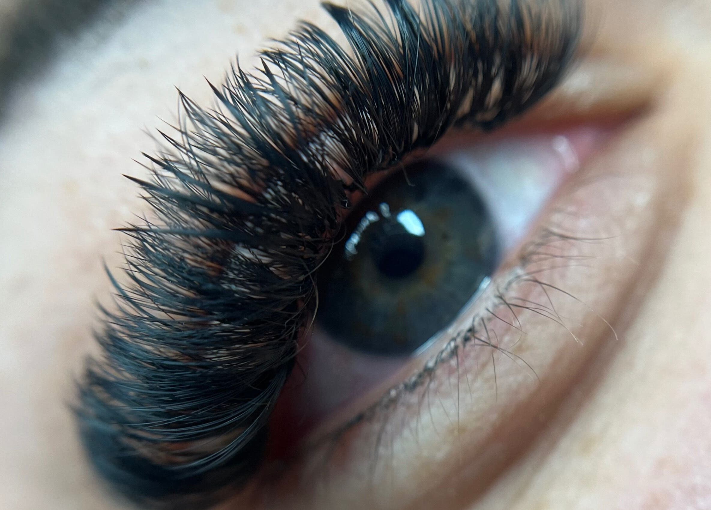 Close-up of eyelash extensions at Blink'n Beauti in Cape Town, Western Cape, ZA enhancing eye beauty.