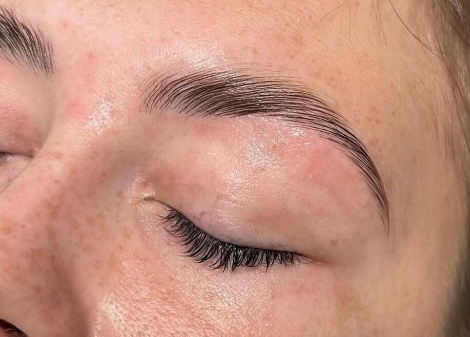 Close-up of expertly groomed eyebrows at House of B, Caistor, England, GB, showcasing professional beauty care.