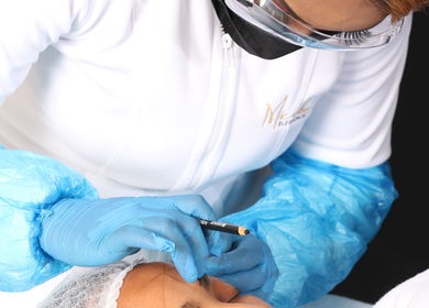 Expert brow styling at Micro Beauty Studio, Pretoria, Gauteng, ZA, showcasing meticulous beauty techniques.
