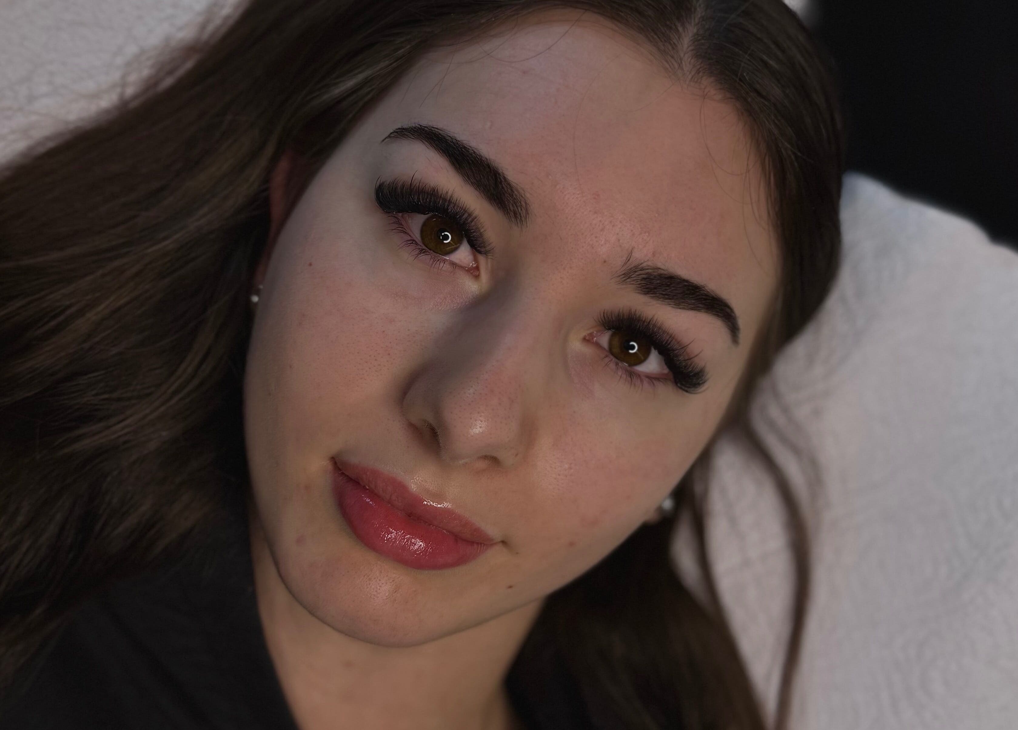 Close-up of a woman with lash extensions at CM Lash, Christchurch, Canterbury, NZ.