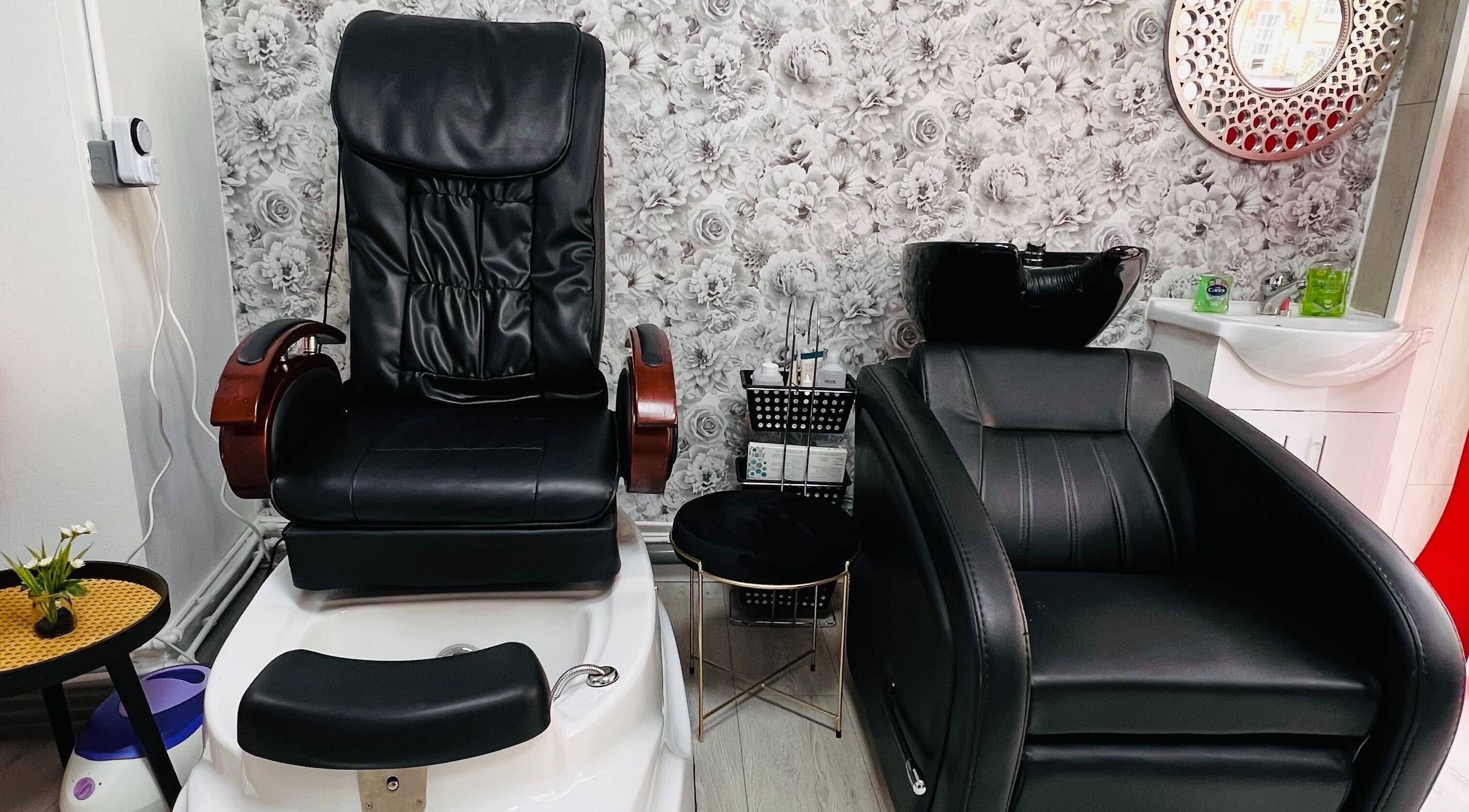 Luxurious salon chairs at Attraction Hair & Beauty Academy, London, England, GB for a premium experience.