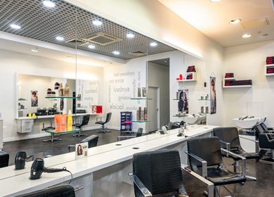 Chic and modern salon interior at Vida Hair & Beauty The Mercury in Romford, England, GB.