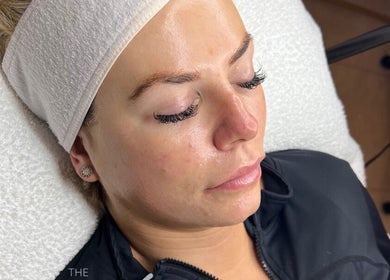 Client enjoying a calming beauty session at The GLÓ Studio in Lee-on-the-Solent, England, GB.