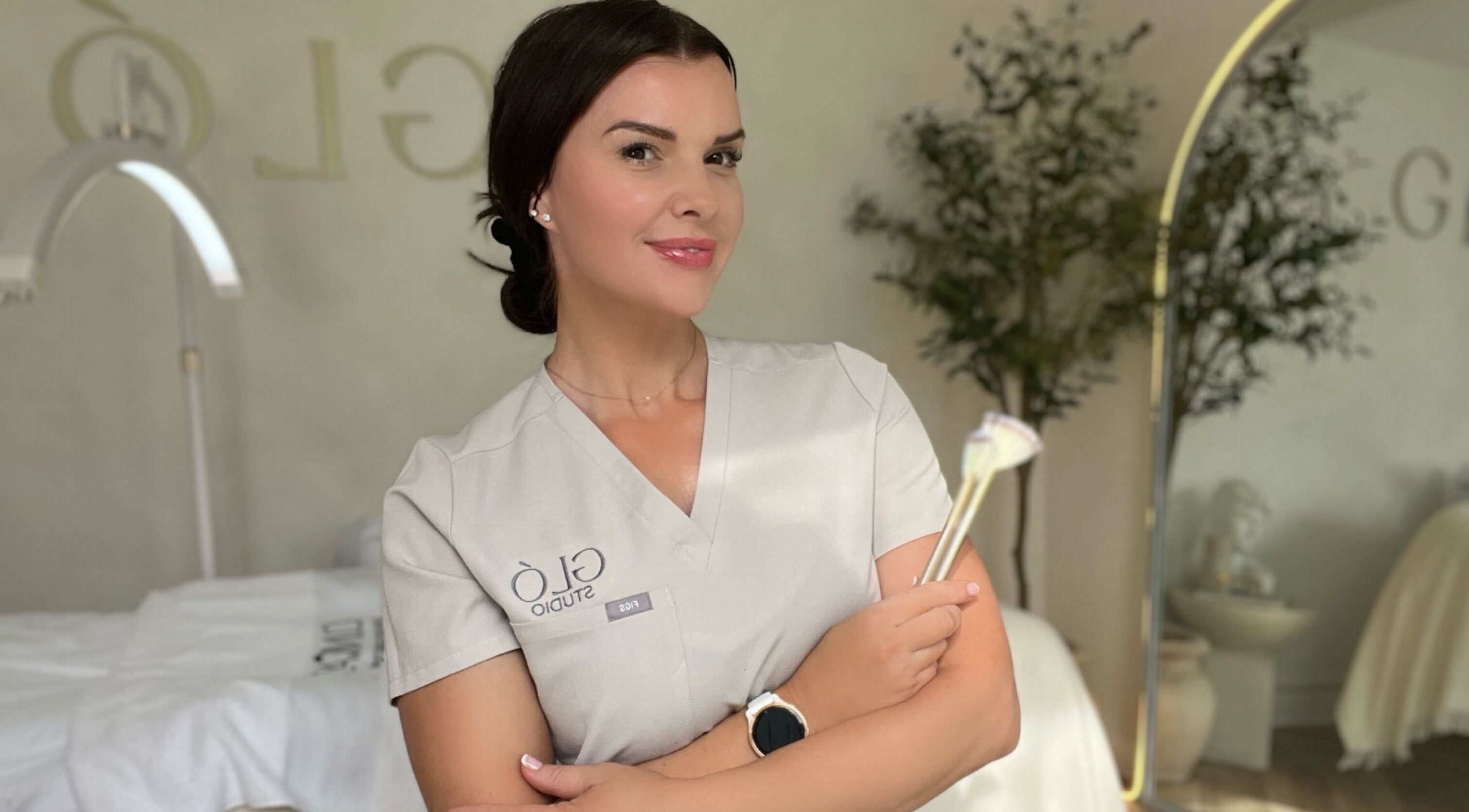 The GLÓ Studio therapist in uniform at Lee-on-the-solent, England, GB.