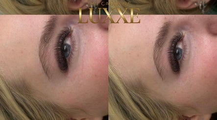 Close-up of styled eyelashes at TheCabinOfLuxxe, Bolton, England, GB showcasing lush lash extensions.