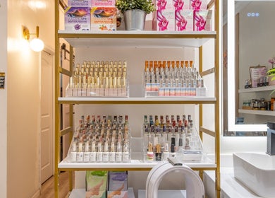 Nail polish display at Lover's Nails Spa Kissimmee, showcasing a range of colors in Kissimmee, Florida, US.