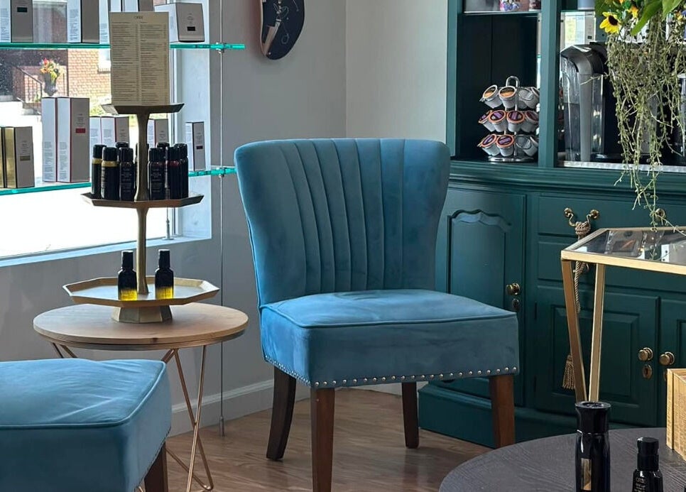 Chic seating area at Bristol Hairdressing - Reno NV, showcasing modern decor in Reno, Nevada, US.