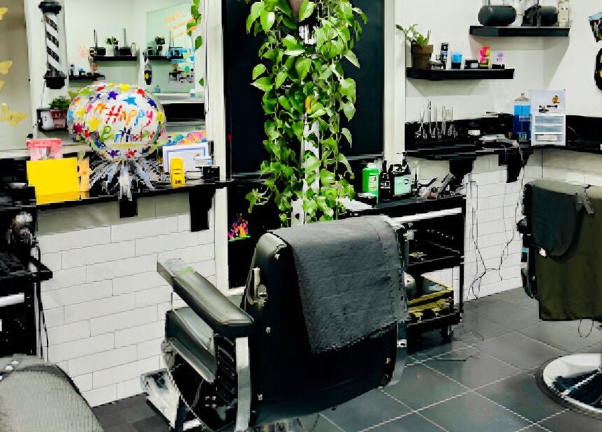 Modern salon interior at The Local Shoppe in Charleston, South Carolina, US with stylish chairs and decor.