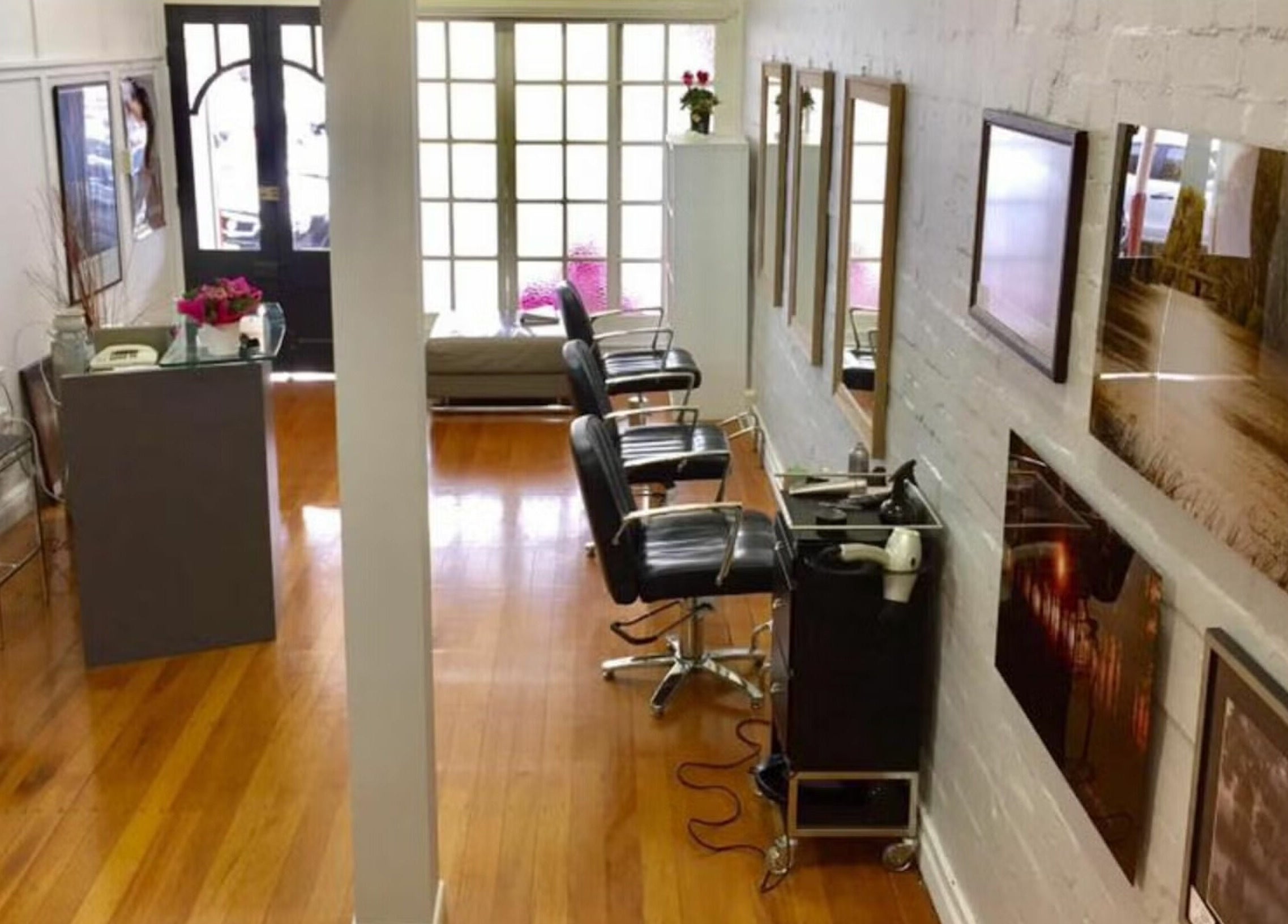 Salon at 72 interior view with sleek styling chairs, Warwick, Queensland, AU reflecting modern elegance.