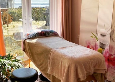 Relaxing treatment room at ReflexiveSole Holistic Therapies in Weston-super-Mare, England, GB.