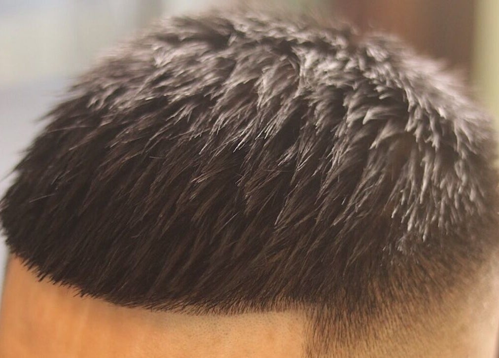 Close-up of a precise haircut design at The Suns Barbershop, 香港島, 香港島, HK.