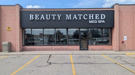 Exterior of Beauty Matched Med Spa in Sarnia, Ontario, CA featuring modern signage.
