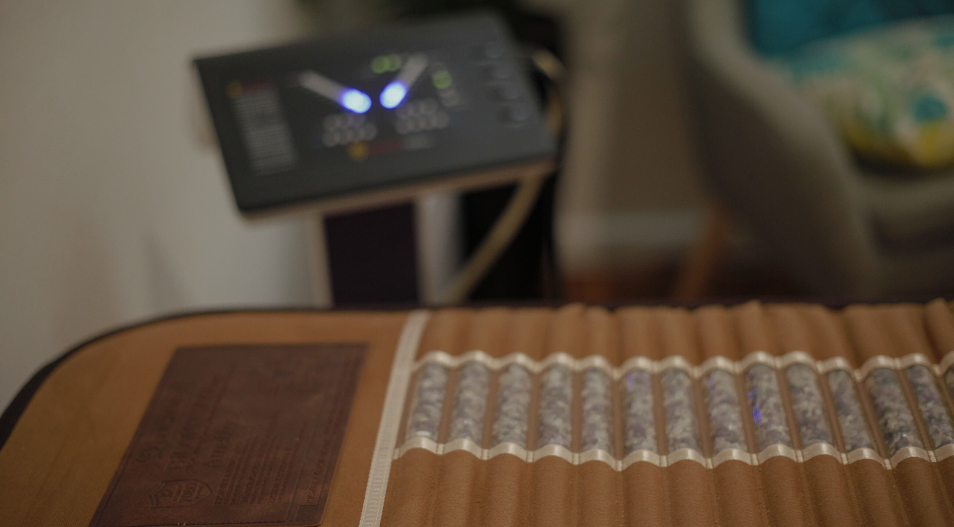 Crystal therapy equipment at Wildheart Healing in Cygnet, Tasmania, AU. Offering holistic wellness services.