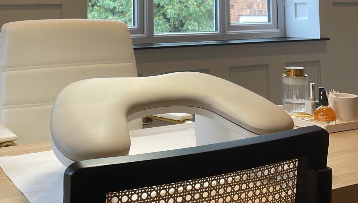 Chic manicure station at Nail by Lils in Tamworth, England, GB featuring luxury nail care products.