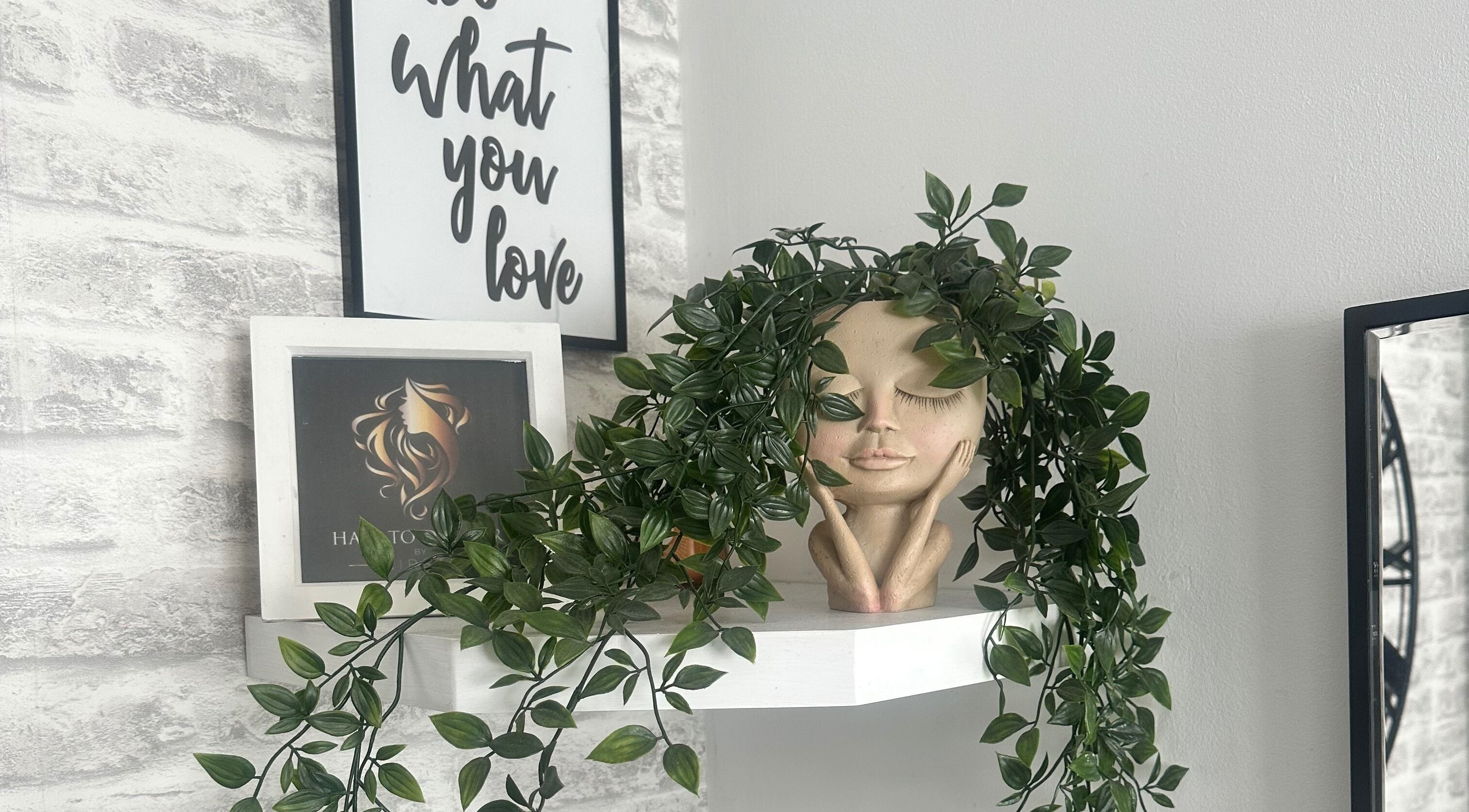 Decorative planter with vines at Hair To Dye For, Luton, England, GB.