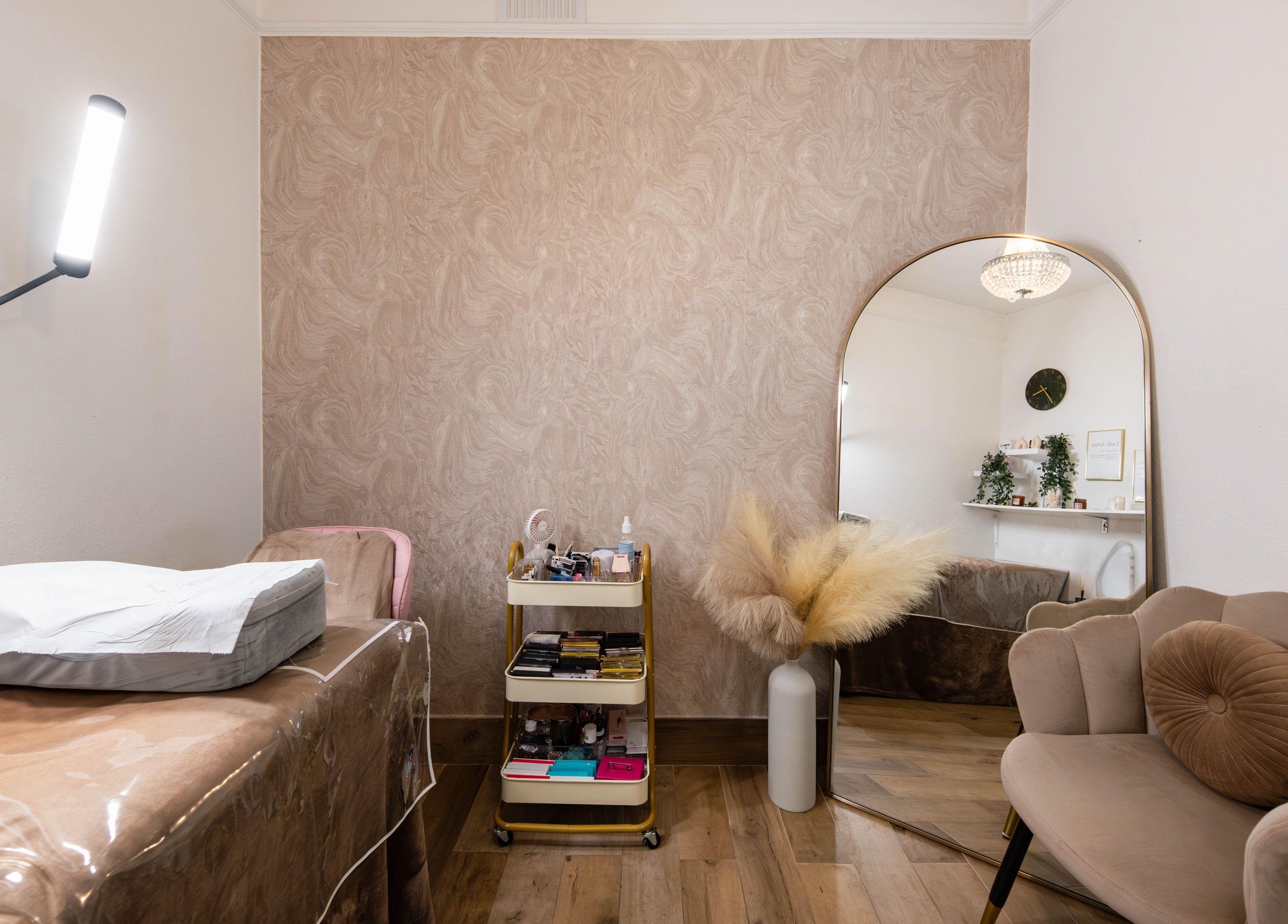 Elegant beauty room at Arieyes, London, England, GB with relaxing decor and chic furnishings.