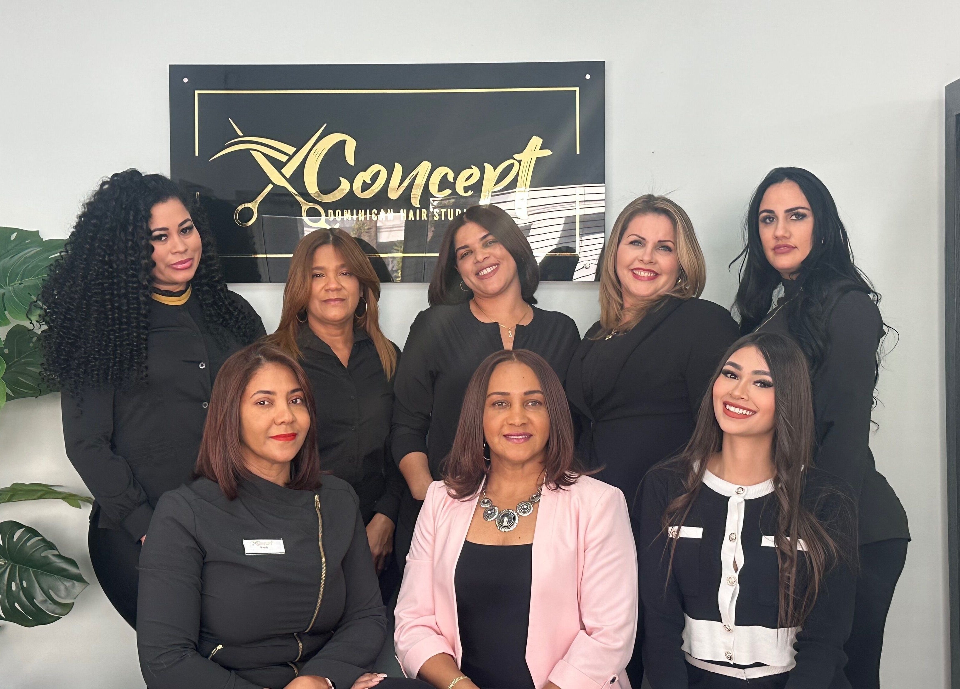 Concept Dominican Hair Studio team in West Palm Beach, Florida, US showcases their welcoming atmosphere.