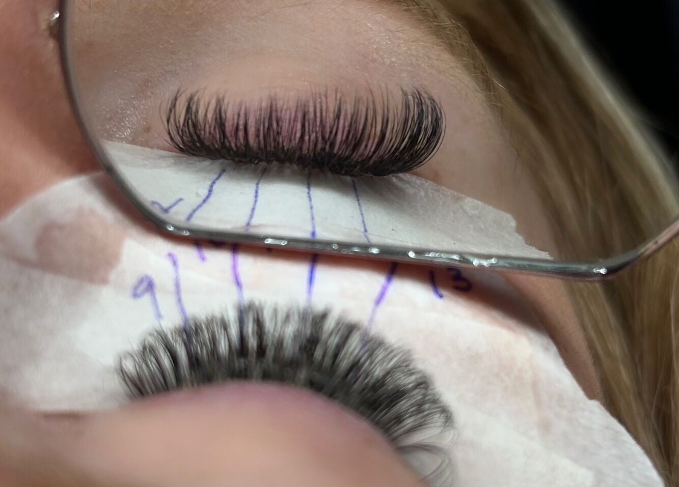 Close-up of precise eyelash extensions at Glamlash Studio, Mitcham, South Australia, AU.