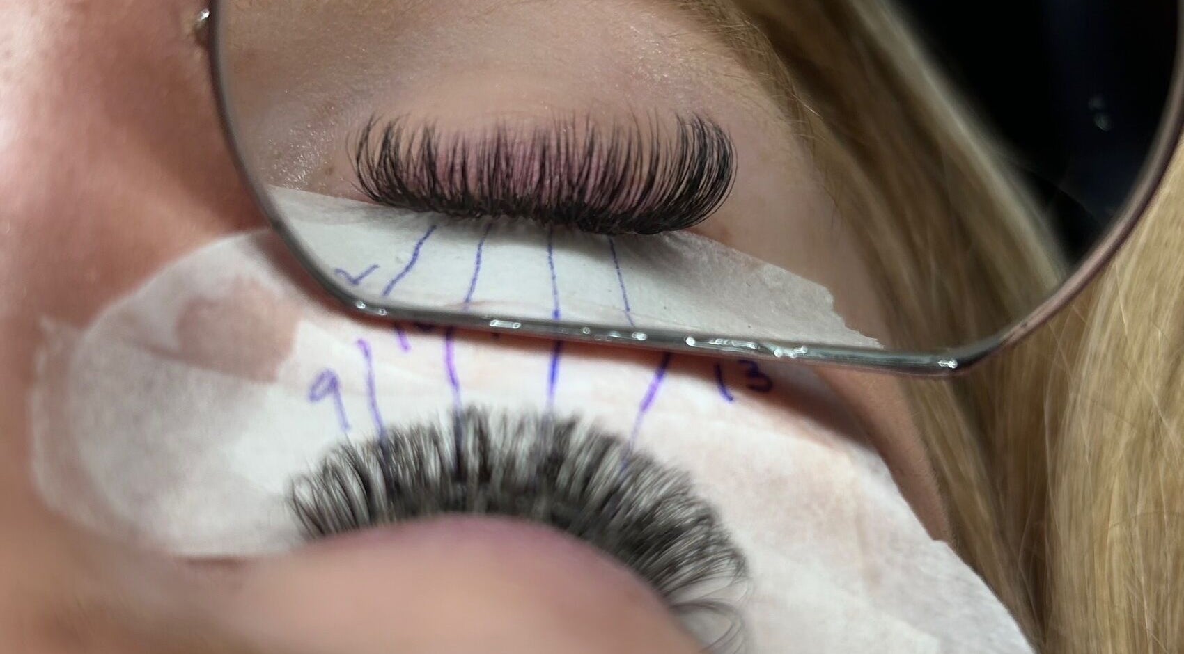 Close-up of precise eyelash extensions at Glamlash Studio, Mitcham, South Australia, AU.