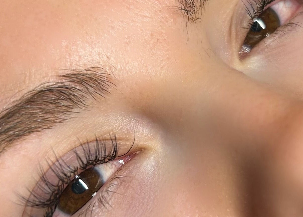 Close-up of beautifully enhanced eyelashes at Glamlash Studio, Mitcham, South Australia, AU.