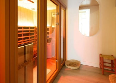 Relaxing sauna room at Nimbus Co - Manly, Manly, New South Wales, AU, boasting warm wooden interiors.