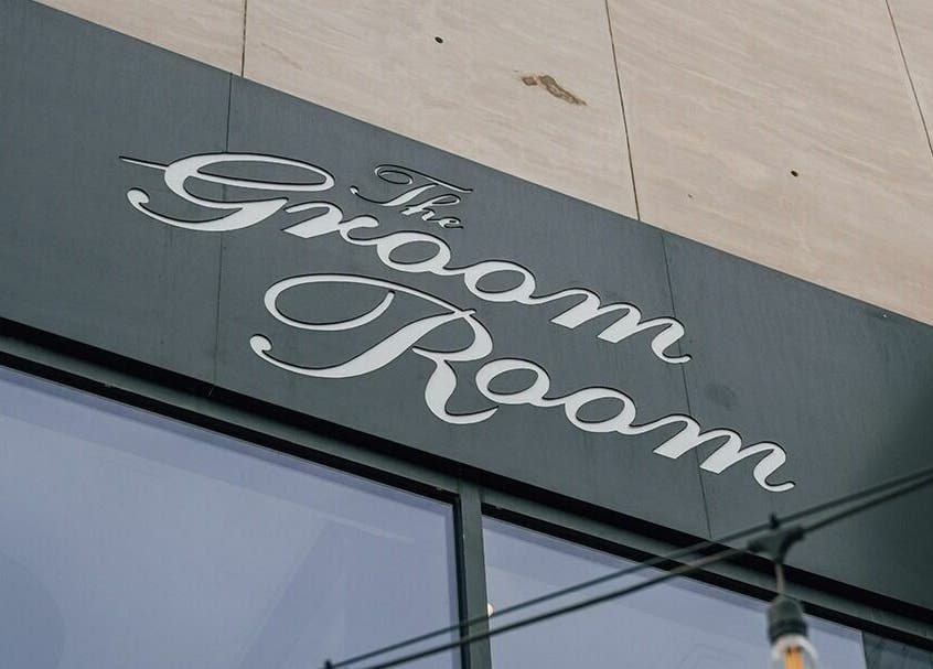 Elegant sign of The Groom Room - Riffa Views located at Al Mazrowiah, BH