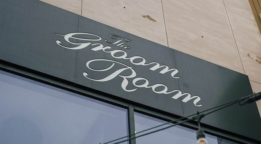 Elegant sign of The Groom Room - Riffa Views located at Al Mazrowiah, BH