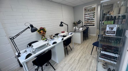 Modern nail workspace at LS Nails and Training, Carrigtowhill, County Cork, IE featuring elegant decor.