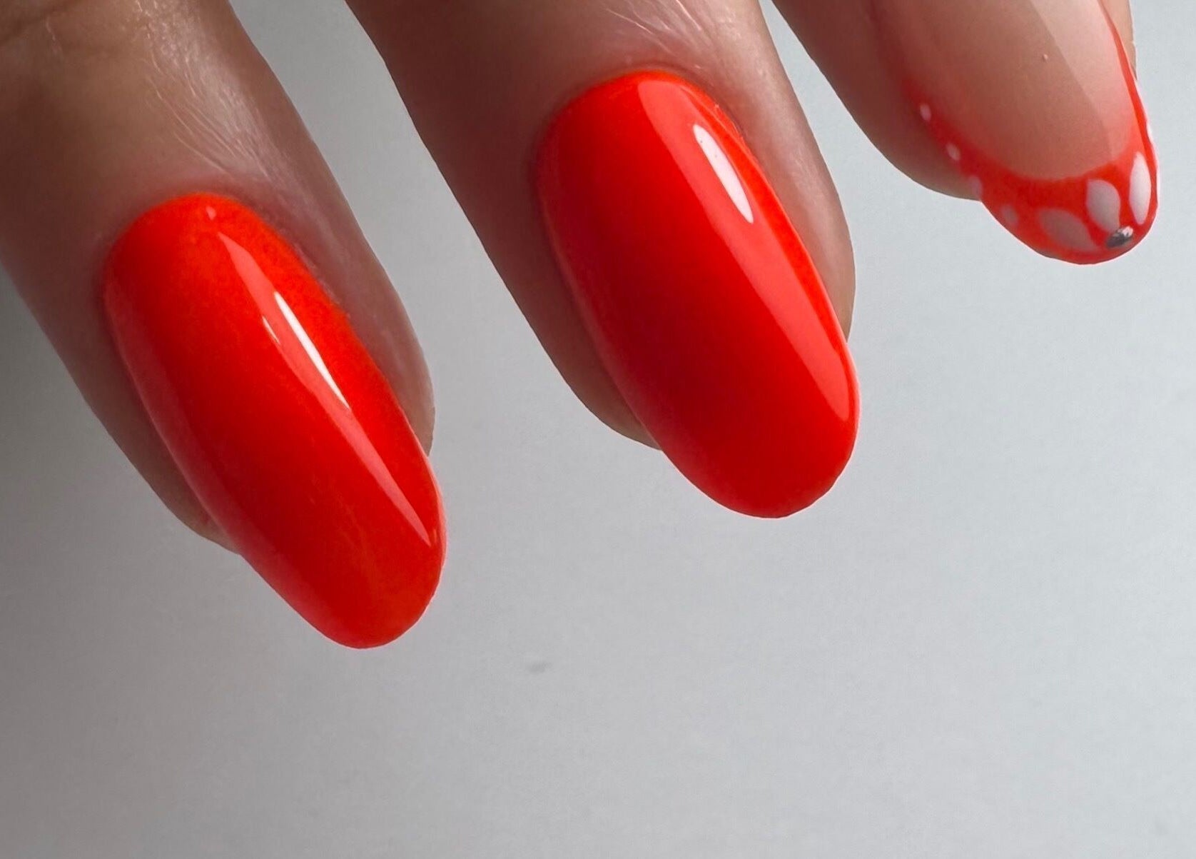 Bright red nail art at LS Nails and Training, Carrigtowhill, County Cork, IE.