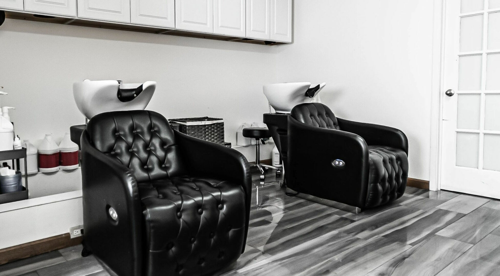 Luxury wash stations at Decode Salon Flushing, New York, New York, US, offer comfort and style for clients.