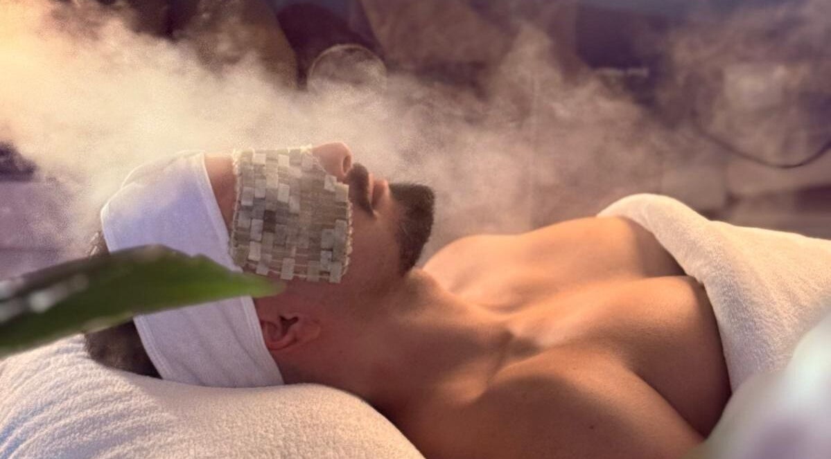 Relaxing spa treatment at Fina, B kara, MT, featuring a serene steam therapy session.