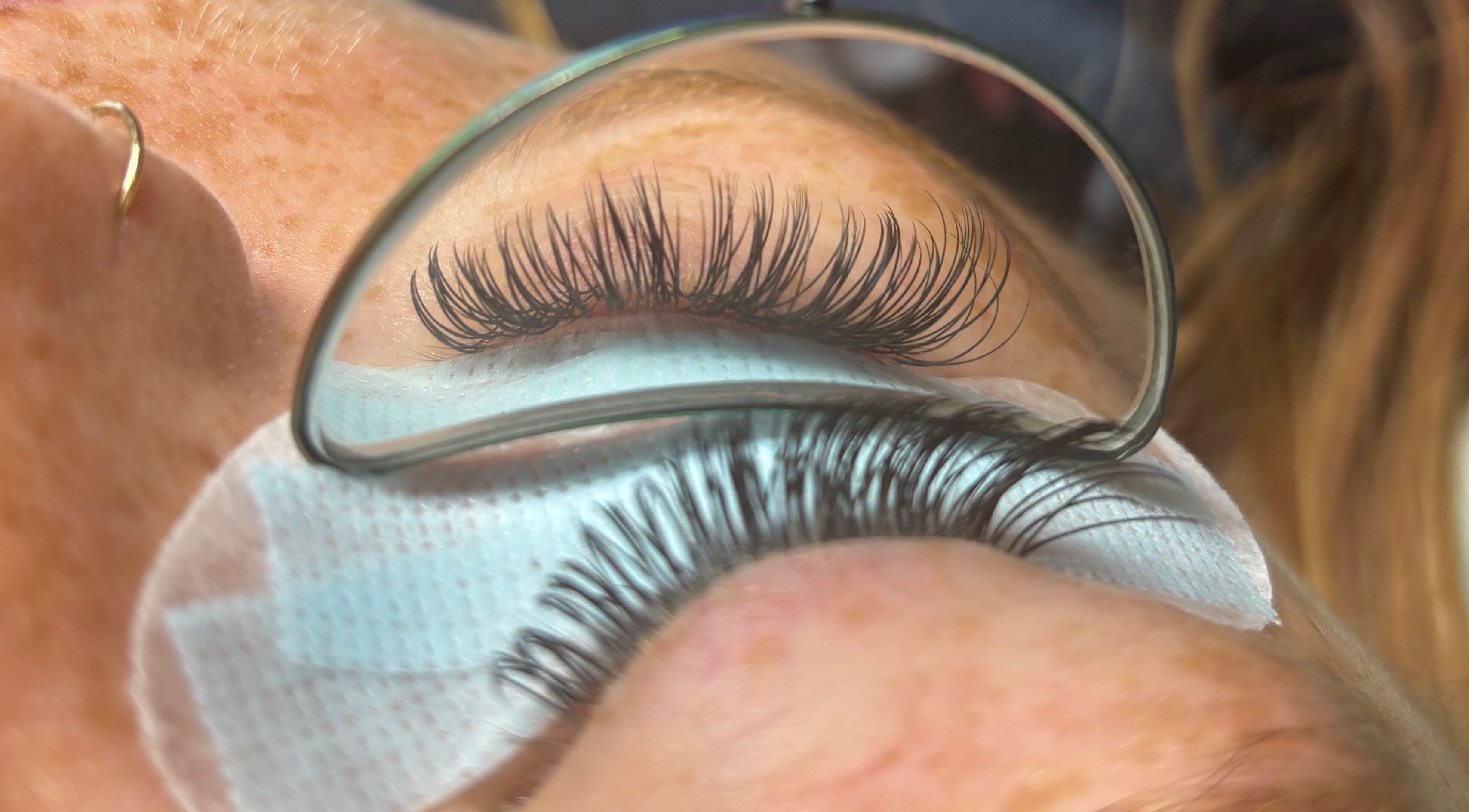 Close-up of lush eyelash extensions at Megan Ellen Beauty in Rushmere Saint Andrew, England, GB.