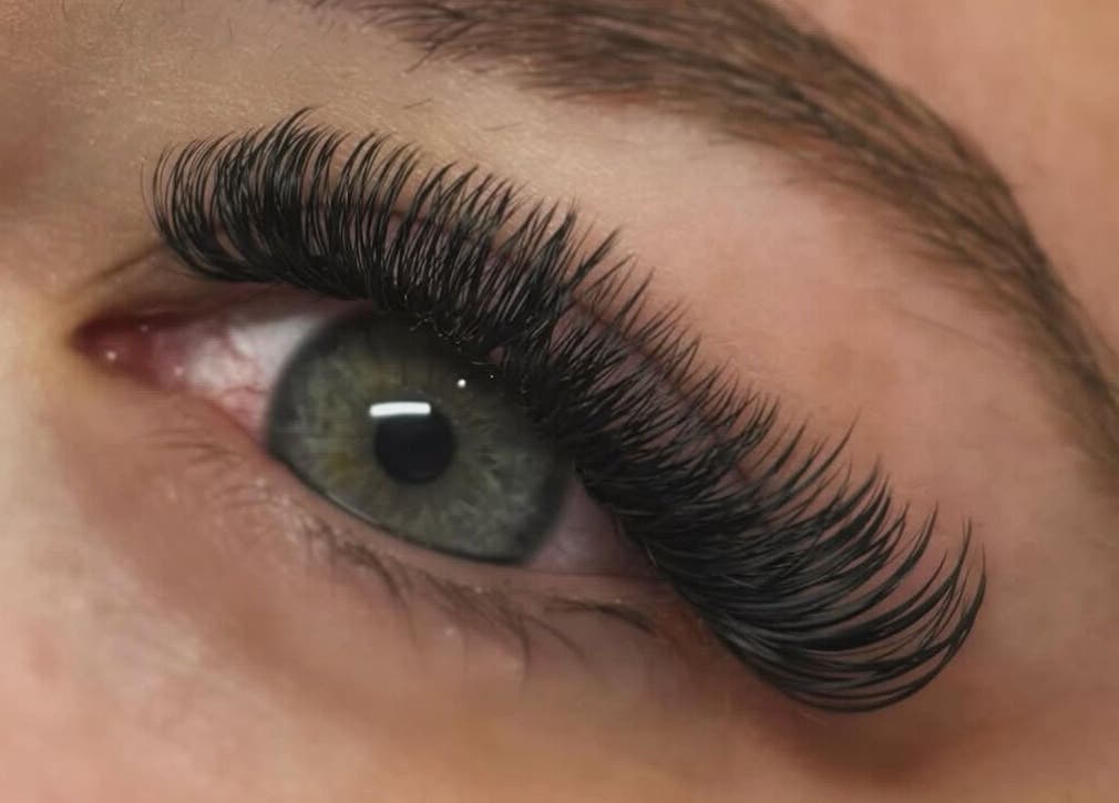 Close-up of eyelash extensions at Megan Ellen Beauty, Rushmere Saint Andrew, England, GB.