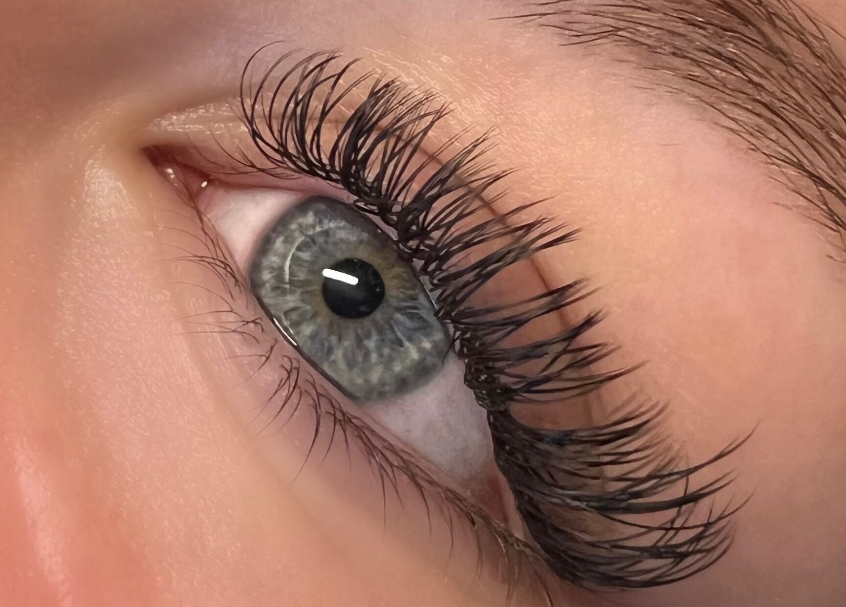 Close-up of beautifully extended lashes at Megan Ellen Beauty, Rushmere Saint Andrew, England, GB.