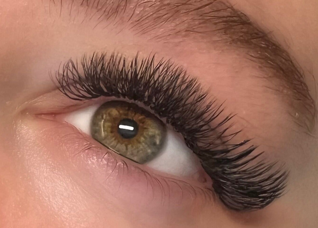 Close-up of eyelash extensions at Megan Ellen Beauty, Rushmere Saint Andrew, England, GB.