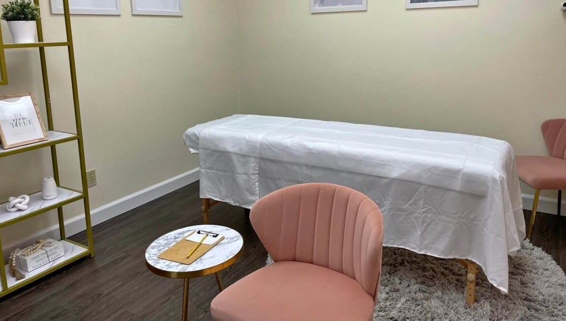 Chic treatment room at K.R Brows and Beauty LLC in Arlington, Texas, US, featuring a relaxing setup.