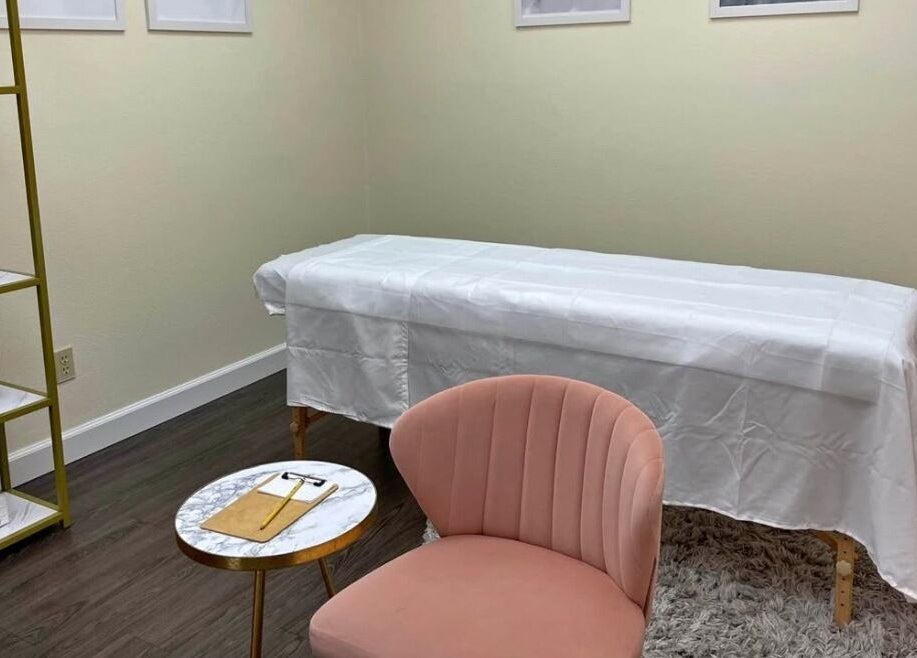 Chic treatment room at K.R Brows and Beauty LLC in Arlington, Texas, US, featuring a relaxing setup.