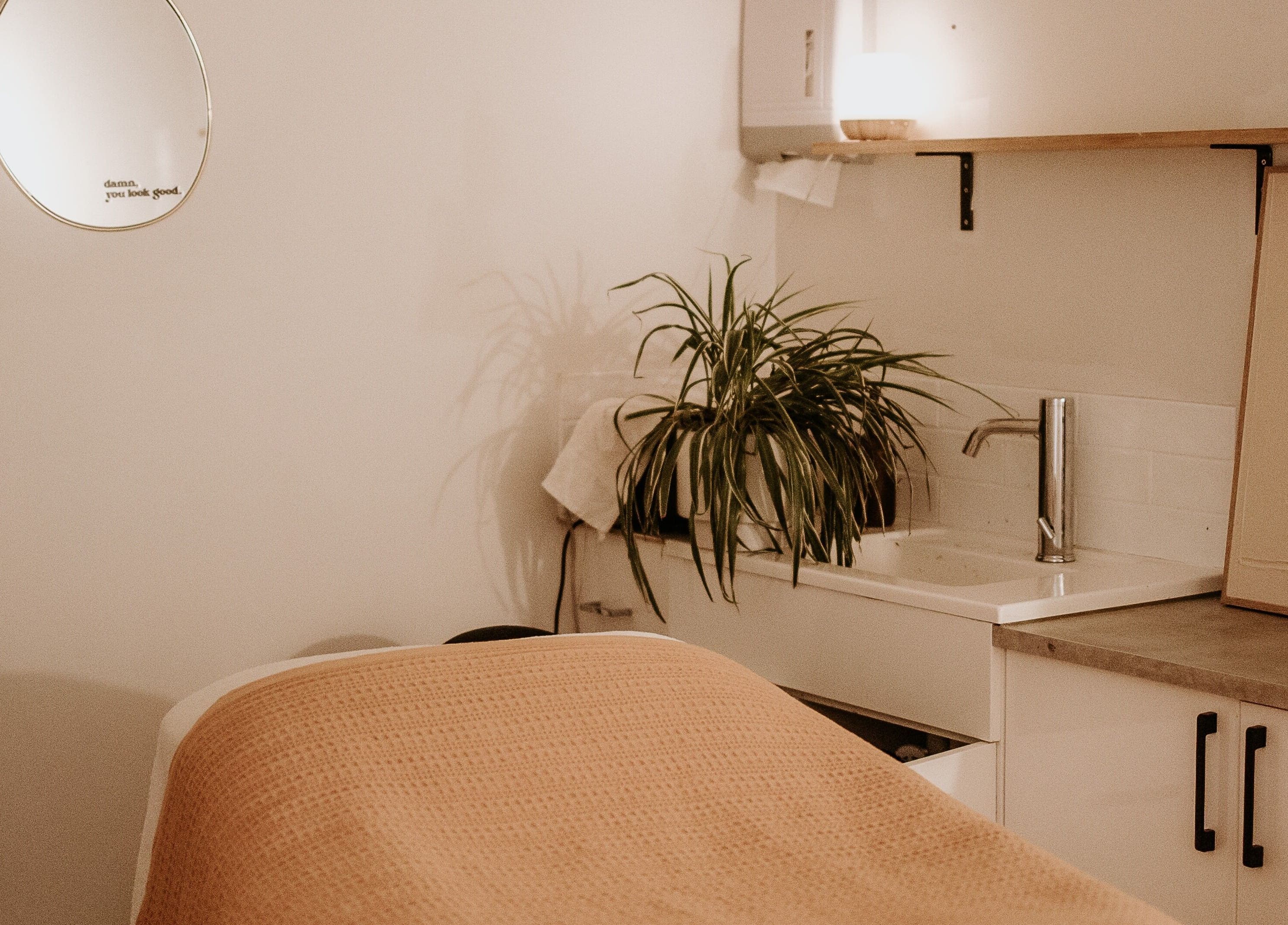 Relaxing room with treatment bed at Your Skin Room, Melbourne, Victoria, AU.